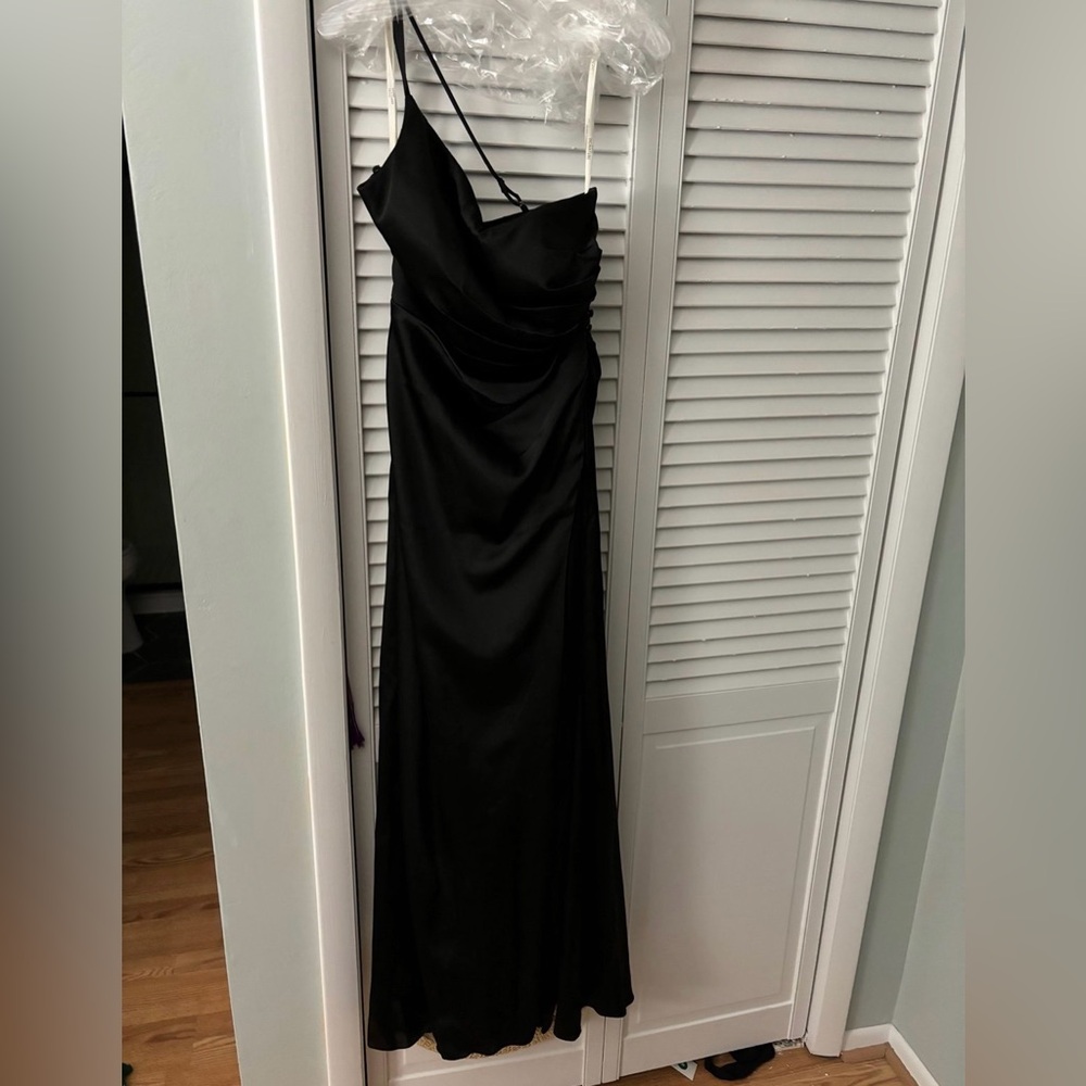 David’s Bridal satin formal black dress